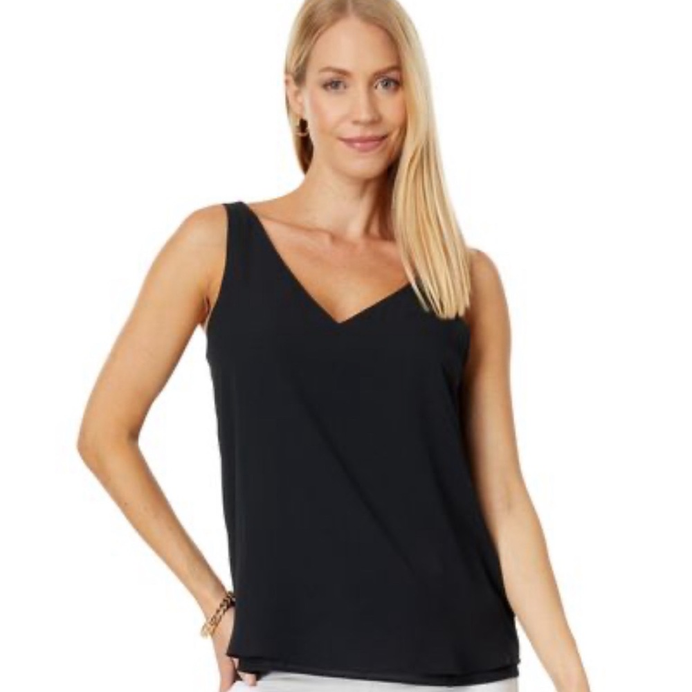 NWT Lilly Pulitzer Florin Black Onyx Straight Hem Camisole Tank Top Size XS